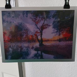 Diamond painting sunset lake